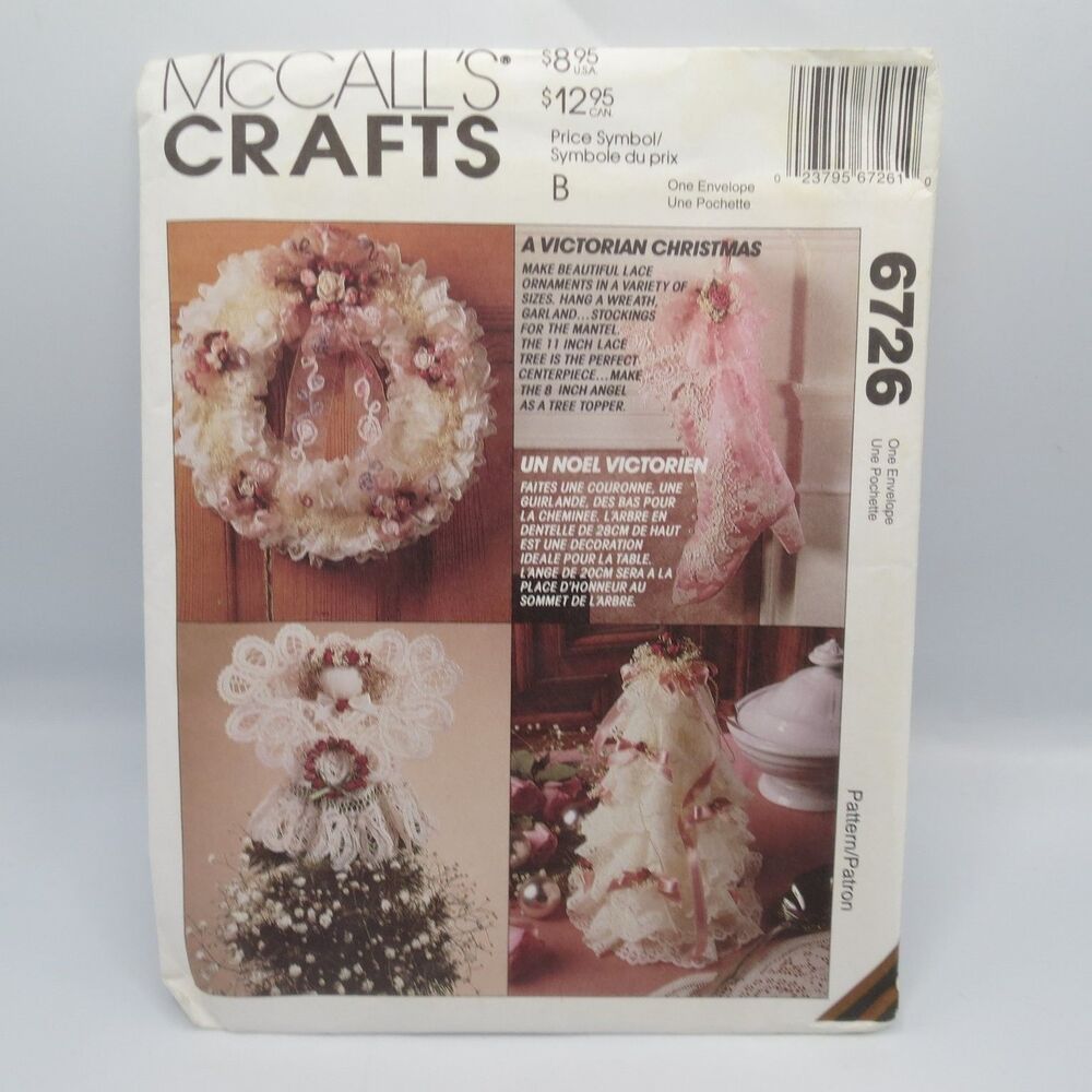 McCall's Crafts 6726 Victorian Christmas Wreath Ornaments Angel Tree Topper 1993